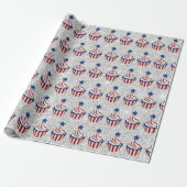 Rot, Weiß, Blauer Juli 4 Glitzer Cupcake Geschenkpapier (Ungerollt)