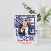 Rot, Weiß, Blauer Onkel Sam 4. Juli Einladung Postkarte (Stehend Vorderseite)