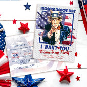 Rot, Weiß, Blauer Onkel Sam 4. Juli Einladung Postkarte