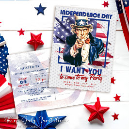 Rot, Weiß, Blauer Onkel Sam 4. Juli Einladung Postkarte
