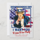 Rot, Weiß, Blauer Onkel Sam 4. Juli Party Einladung (Vorderseite)