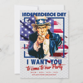 Rot, Weiß, Blauer Onkel Sam 4. Juli Party Einladung