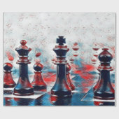 Rot, Weiß, Blauer Schach, König, Königin, Bischof Geschenkpapier (Flach)