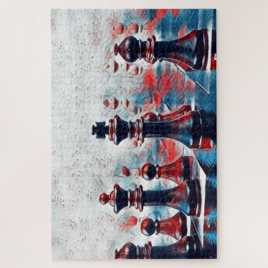 Rot, Weiß, Blauer Schach, König, Königin, Bischof Puzzle (Vertikal)