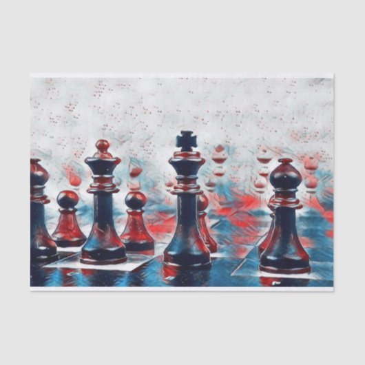 Rot, Weiß, Blauer Schach, König, Königin, Bischof Seidenpapier (Vorderseite)