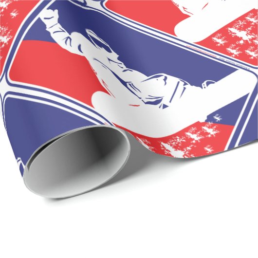 Rot-Weiß-Blauer-Schnee-Boa Geschenkpapier (Rolleneckpunkt)