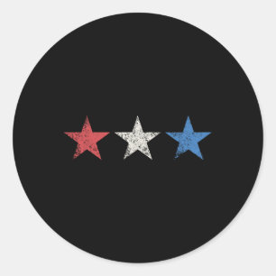 Rot-Weiß-Blauer Stern 4. Juli Cute USA Patriotisch Runder Aufkleber