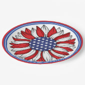 Rot, Weiß, Blaues Patriotisches Sonnenblumen Pappteller (Schrägansicht)