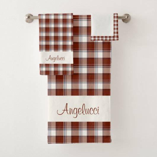 Rot, Weiß, Blue Multi Thread Kariert Badhandtuch Set (Insitu)