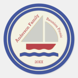 Rot, Weiß, Blue Nautic Sailboat Sticker