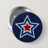 Rot, Weiß, Blue Star 4. Juli Glitzer Button (Vorne & Hinten)