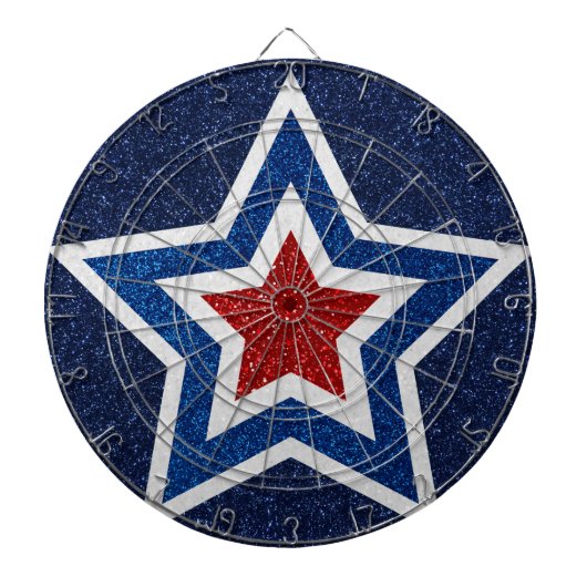 Rot, Weiß, Blue Star 4. Juli Glitzer Dartscheibe (vorne)