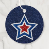 Rot, Weiß, Blue Star 4. Juli Glitzer Geschenkanhänger (Rückseite)