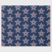 Rot, Weiß, Blue Star 4. Juli Glitzer Geschenkpapier (Flach)