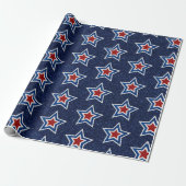 Rot, Weiß, Blue Star 4. Juli Glitzer Geschenkpapier (Ungerollt)