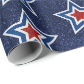 Rot, Weiß, Blue Star 4. Juli Glitzer Geschenkpapier (Rolleneckpunkt)