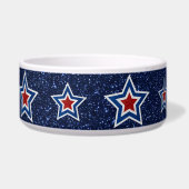 Rot, Weiß, Blue Star 4. Juli Glitzer Haustier Napf (Rechts)