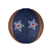 Rot, Weiß, Blue Star 4. Juli Glitzer Mini Basketball (Vertikal)