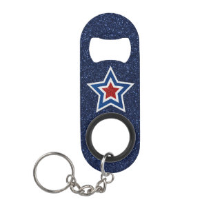Rot, Weiß, Blue Star 4. Juli Glitzer Mini Flaschenöffner