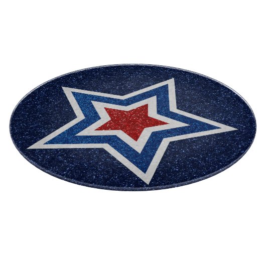 Rot, Weiß, Blue Star 4. Juli Glitzer Schneidebrett (Ecke)