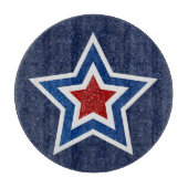 Rot, Weiß, Blue Star 4. Juli Glitzer Schneidebrett (Vorderseite)