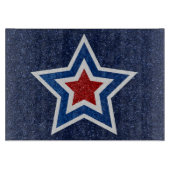 Rot, Weiß, Blue Star 4. Juli Glitzer Schneidebrett (Vorderseite)