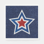 Rot, Weiß, Blue Star 4. Juli Glitzer Serviette (Vorderseite)