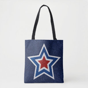 Rot, Weiß, Blue Star 4. Juli Glitzer Tasche