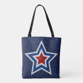 Rot, Weiß, Blue Star 4. Juli Glitzer Tasche (Rückseite)