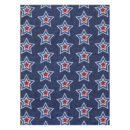 Rot, Weiß, Blue Star 4. Juli Glitzer Tischdecke (Vorderseite)