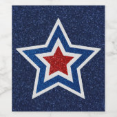 Rot, Weiß, Blue Star 4. Juli Glitzer Weinetikett (Einzelnes Label)