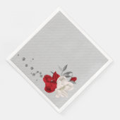 Rot-Weiß-Blume auf grauem Hintergrund Hochzeit Serviette (Ecke)