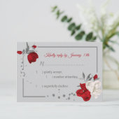 Rot-Weiß-Blume botanisch RSVP Karte (Stehend Vorderseite)