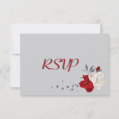 Rot-Weiß-Blume botanisch RSVP Karte (Rückseite)