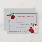 Rot-Weiß-Blume botanisch RSVP Karte (Vorne/Hinten)
