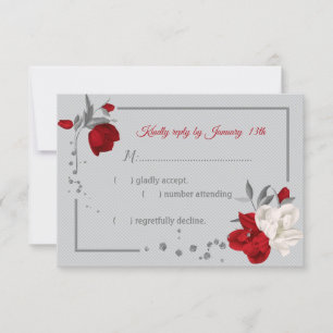 Rot-Weiß-Blume botanisch RSVP Karte