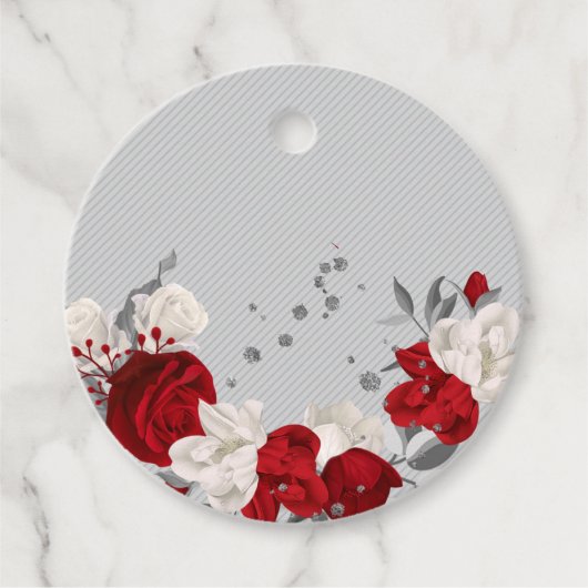 Rot-Weiß-Blume botanischer Gefallen Geschenkanhänger (Vorderseite)