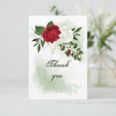 Rot-Weiß-Blume Dankeskarte (Stehend Vorderseite)