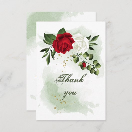 Rot-Weiß-Blume Dankeskarte (Vorne/Hinten)