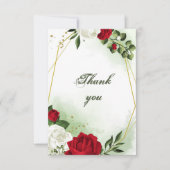 Rot-Weiß-Blume, geometrisch goldfarben Dankeskarte (Vorderseite)