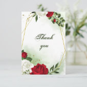 Rot-Weiß-Blume, geometrisch goldfarben Dankeskarte (Stehend Vorderseite)