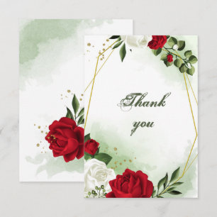 Rot-Weiß-Blume, geometrisch goldfarben Dankeskarte
