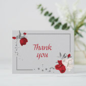 Rot-Weiß-Blume, graue Blätter, botanisch Dankeskarte (Stehend Vorderseite)