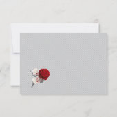 Rot-Weiß-Blume, graue Blätter, botanisch Dankeskarte (Rückseite)