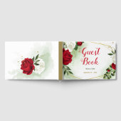 Rot-Weiß-Blume Grüne geometrische Hochzeit Gästebuch (Voll)