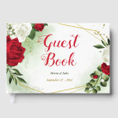 Rot-Weiß-Blume Grüne geometrische Hochzeit Gästebuch (Vorderseite)