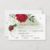 Rot-Weiß-Blume, grüne Speisen RSVP Karte (Vorderseite)