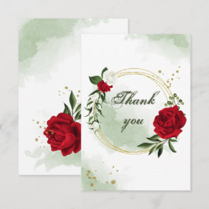 Rot-Weiß-Blume-Grünkranz Dankeskarte