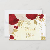 Rot-Weiß-Blume-Hochzeit Dankeskarte (Vorderseite)