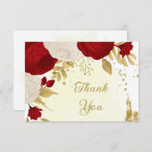 Rot-Weiß-Blume-Hochzeit Dankeskarte (Vorne/Hinten)